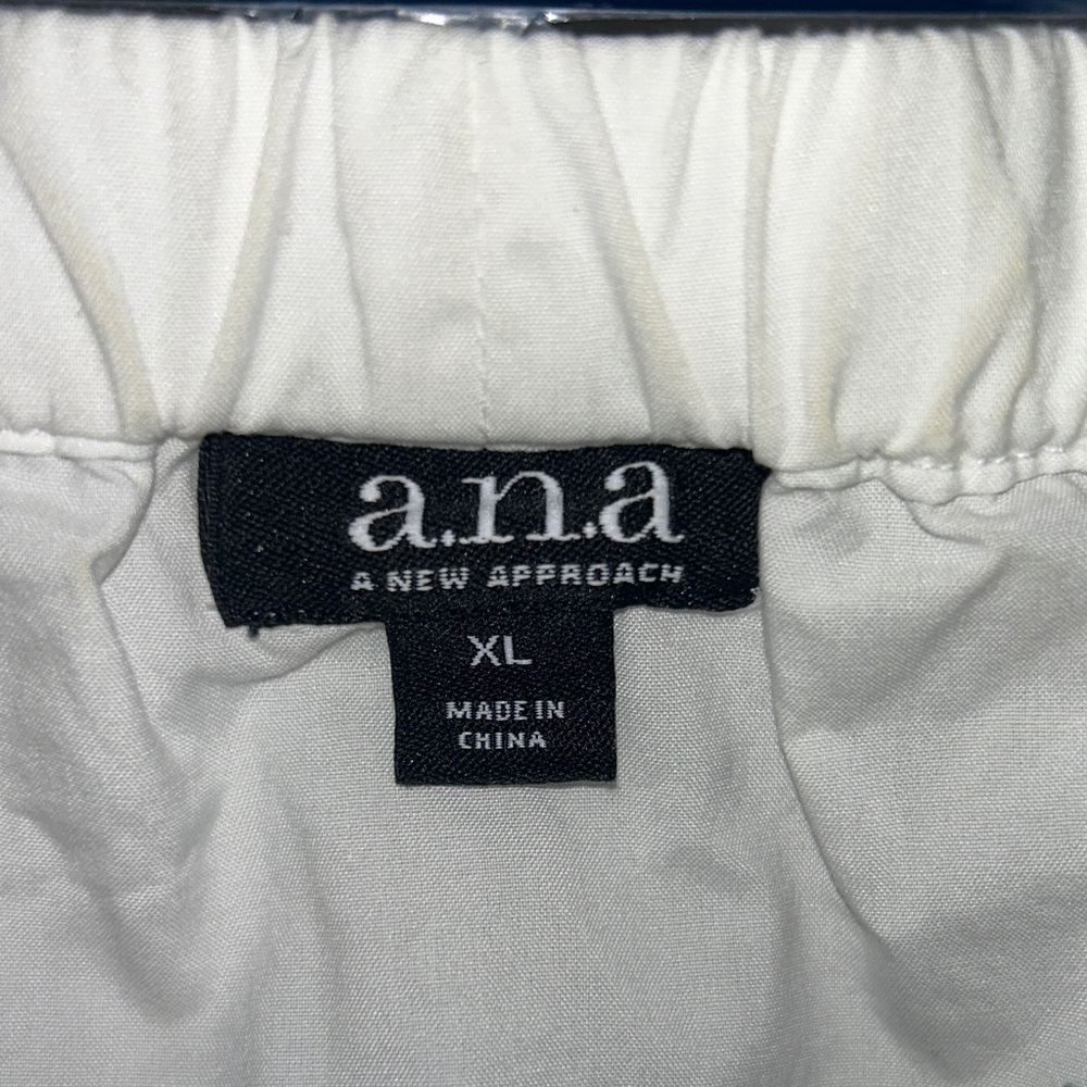 a.n.a White Off-Shoulder Embroidered Peasant Top with Navy Trim - Picture 2 of 9